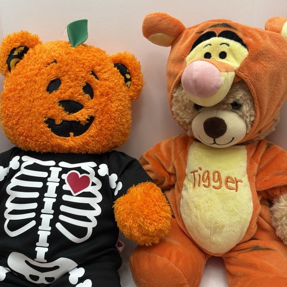Build-A-Bear‎ Pumpkin Skeleton Halloween Glow Plush/Disney Tigger Bear Lot - Picture 2 of 9
